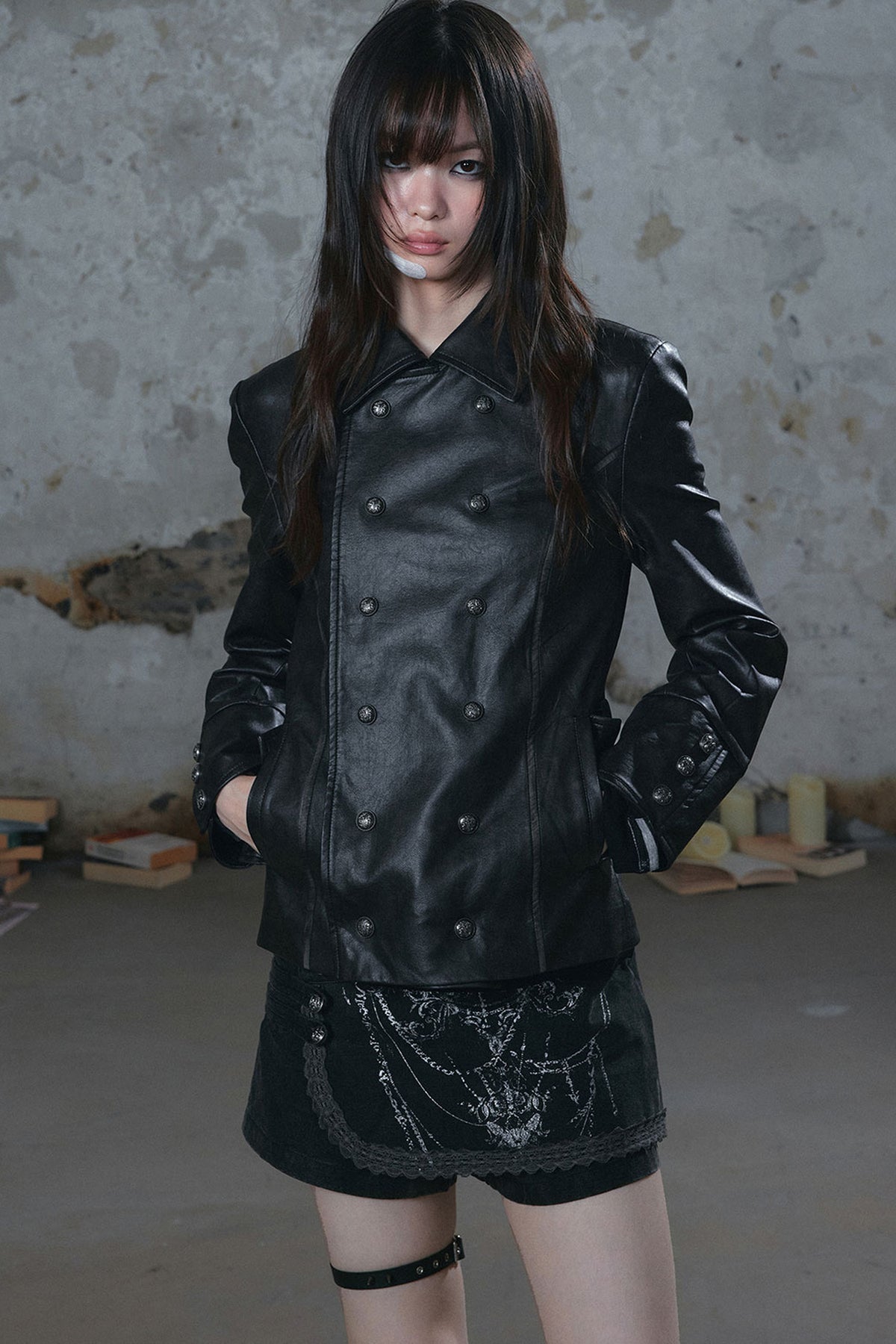 Detachable Cape Leather Jacket