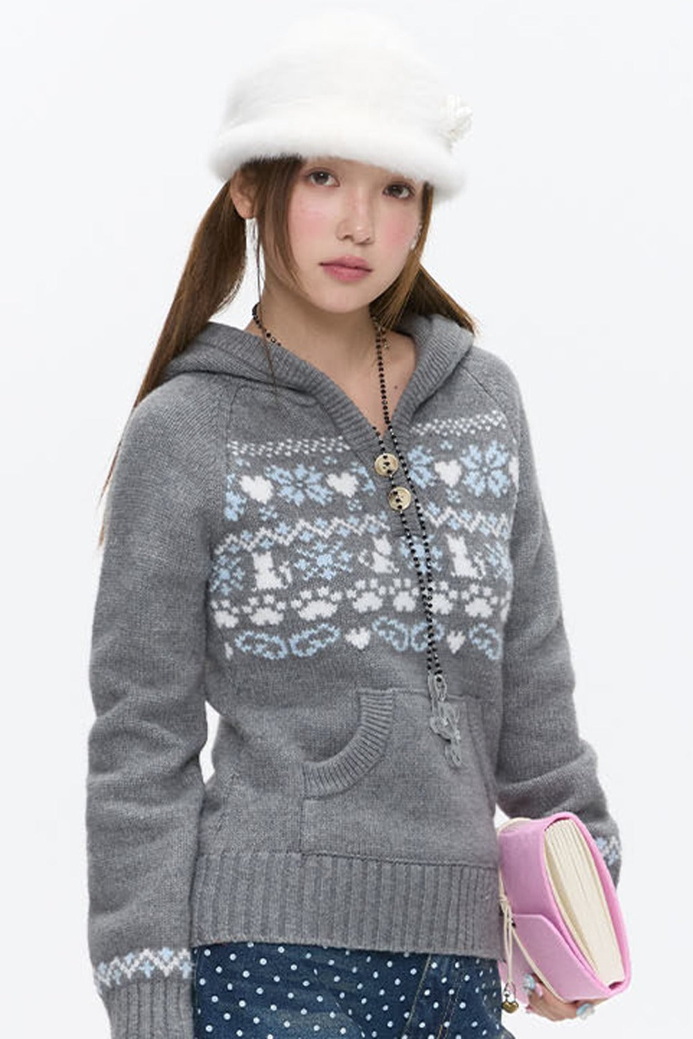 Fair Isle Knit Hoodie