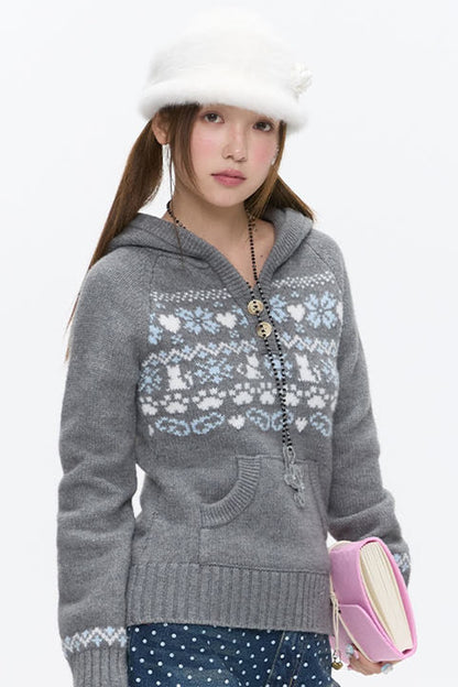 Fair Isle Knit Hoodie