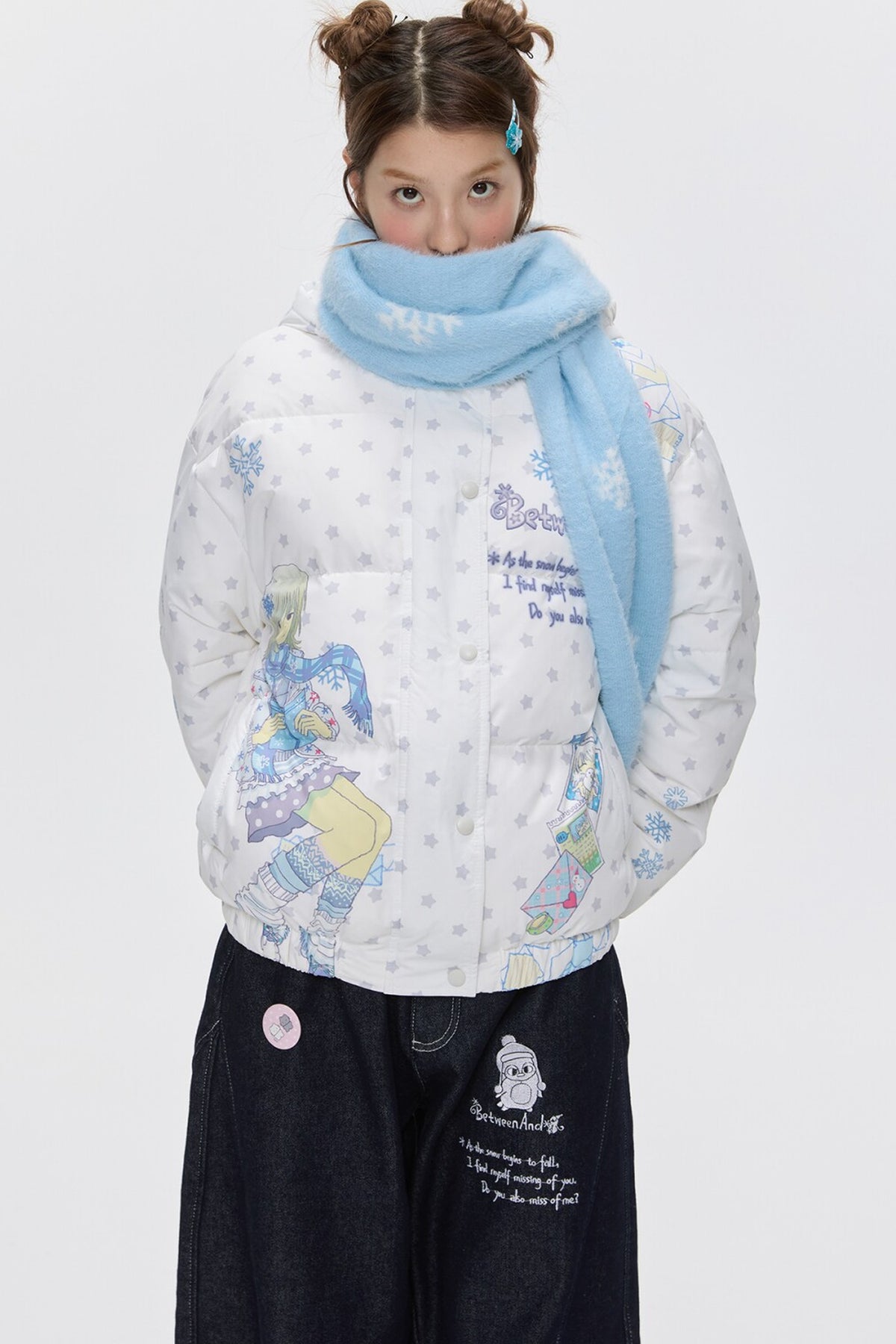 Double-Sided Knitted Illustration Scarf