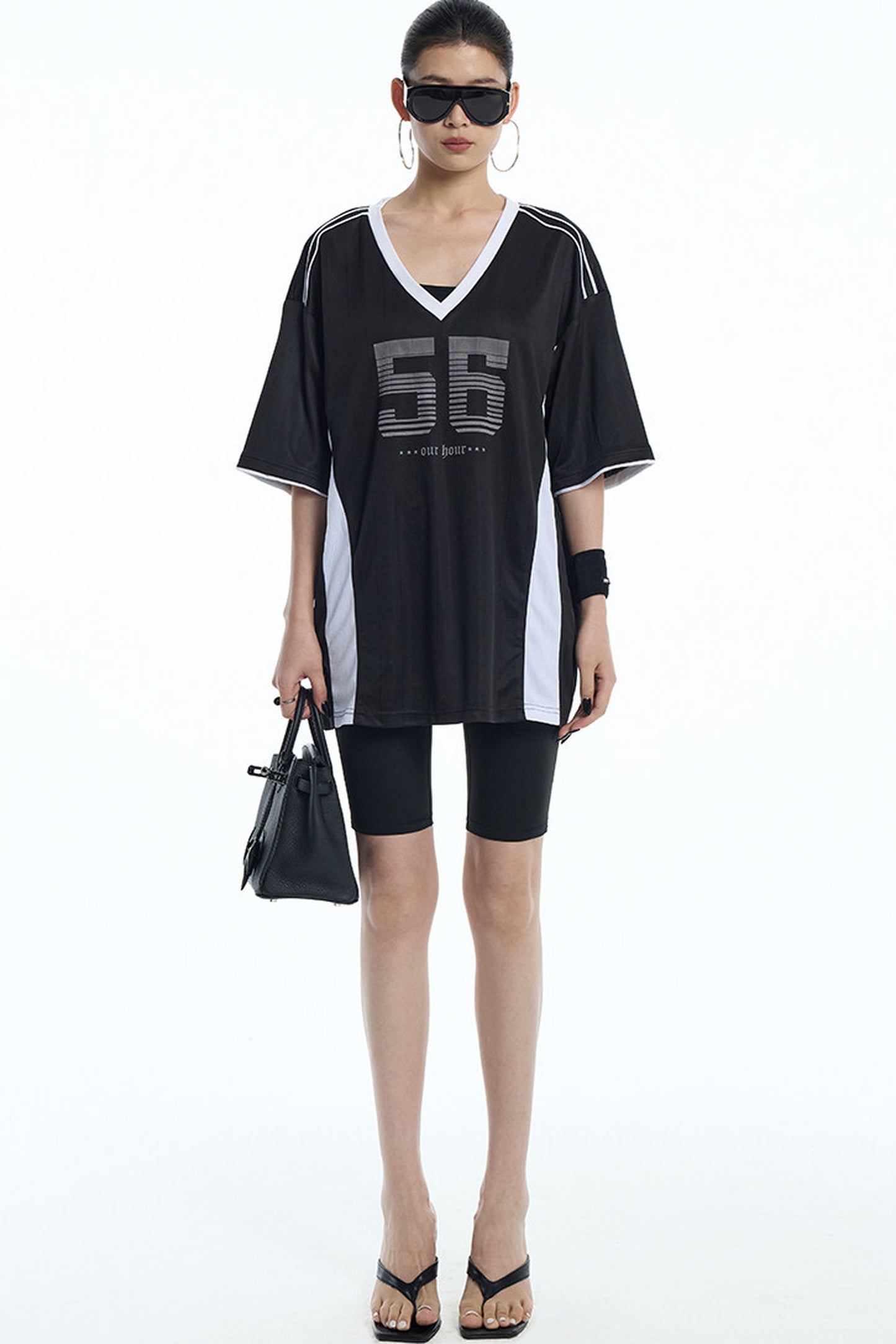 Loose V-Neck Jersey T-Shirt