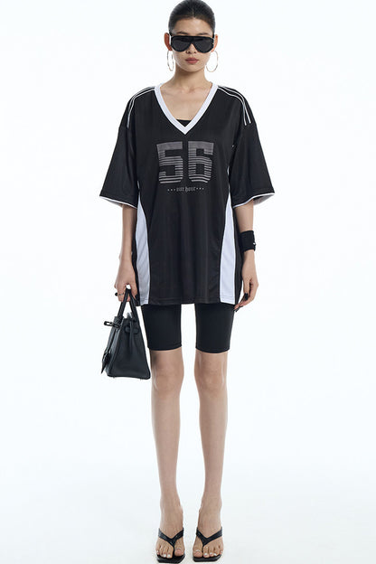 Loose V-Neck Jersey T-Shirt