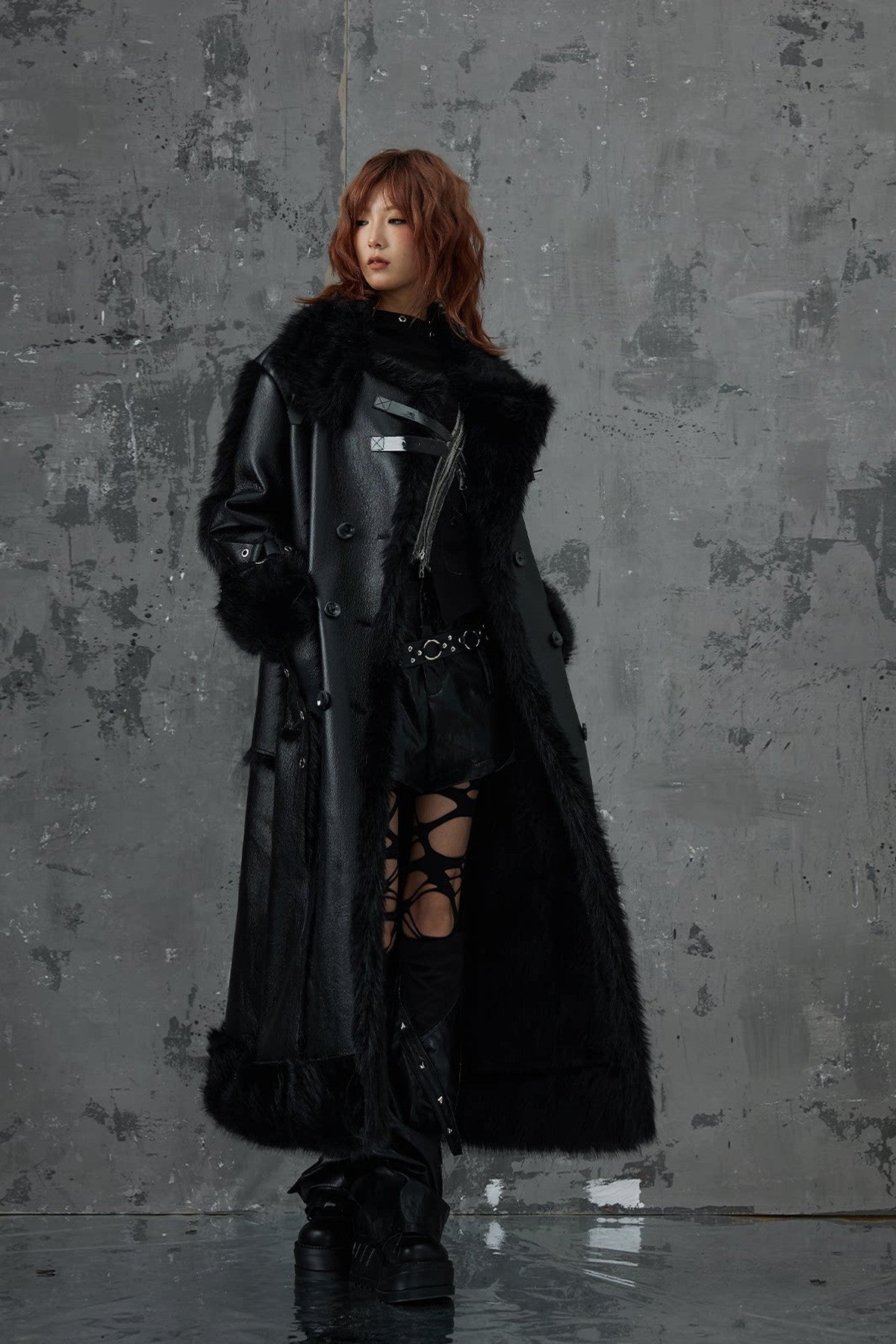 Dark Punk Heavy Industry Faux Fur Coat