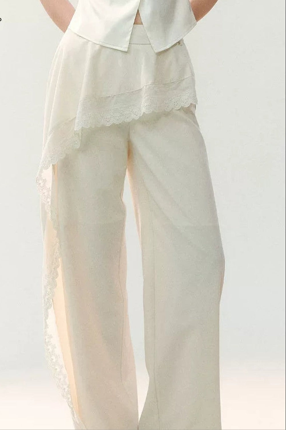 Mulberry Silk Asymmetrical Wide-Leg Pants