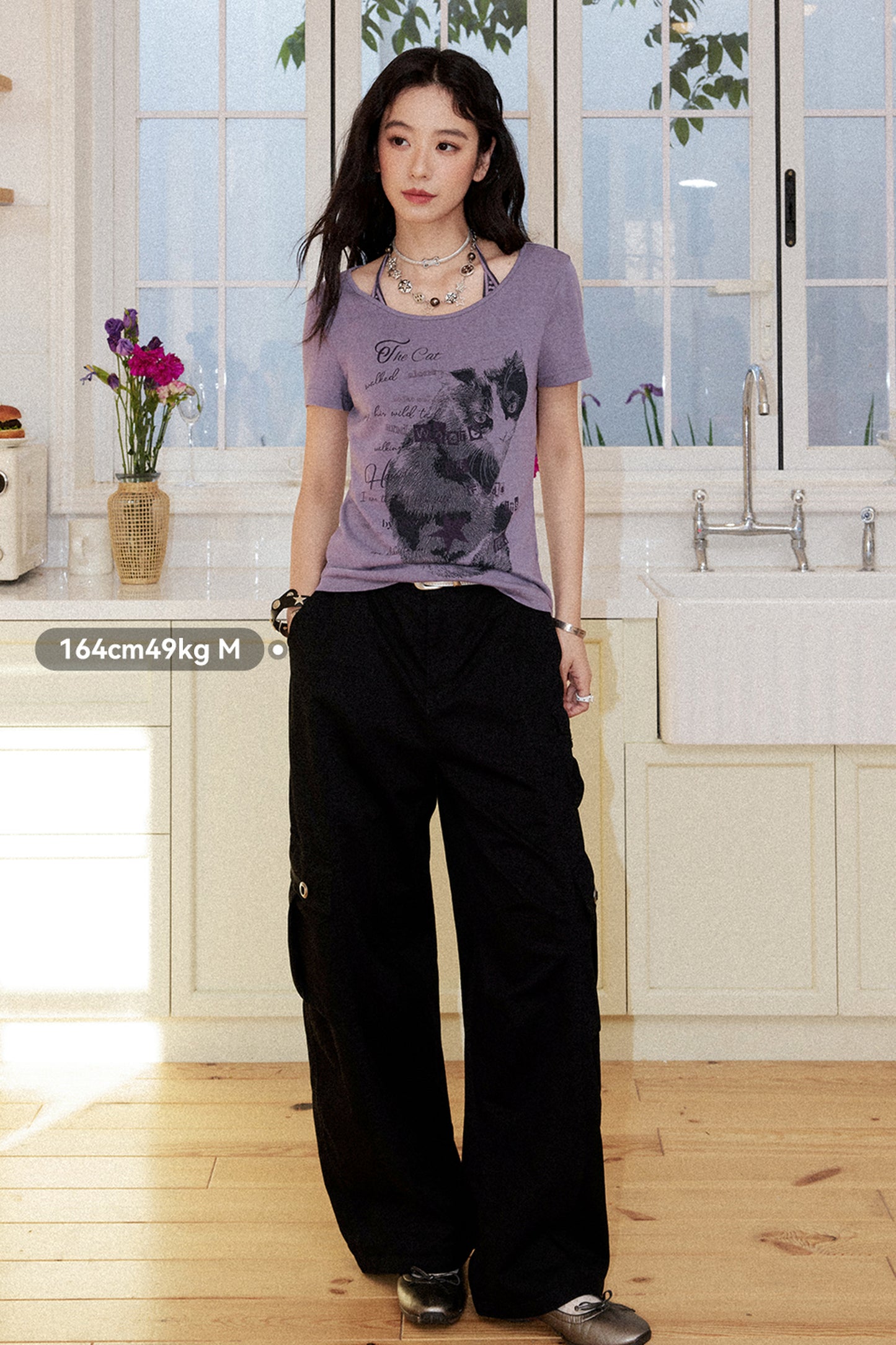 Retro Cat Print T-Shirt
