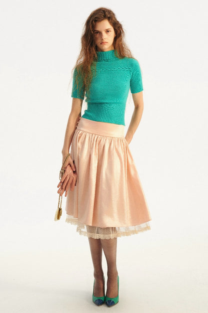 Wool Cable Knit Turtleneck Top