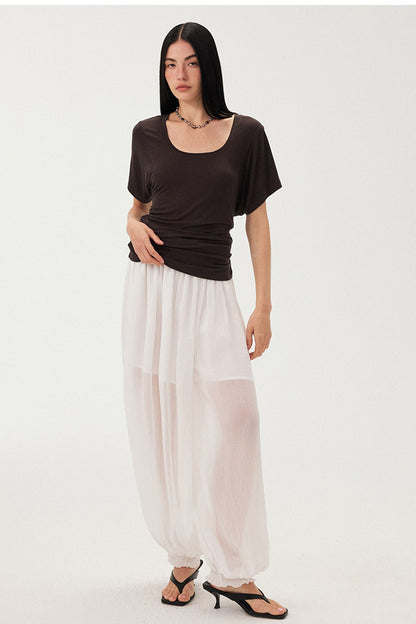 Diddimodau Ruched Waist Knit Blouse