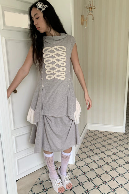 Deconstructed Mesh Patchwork Hooded Top