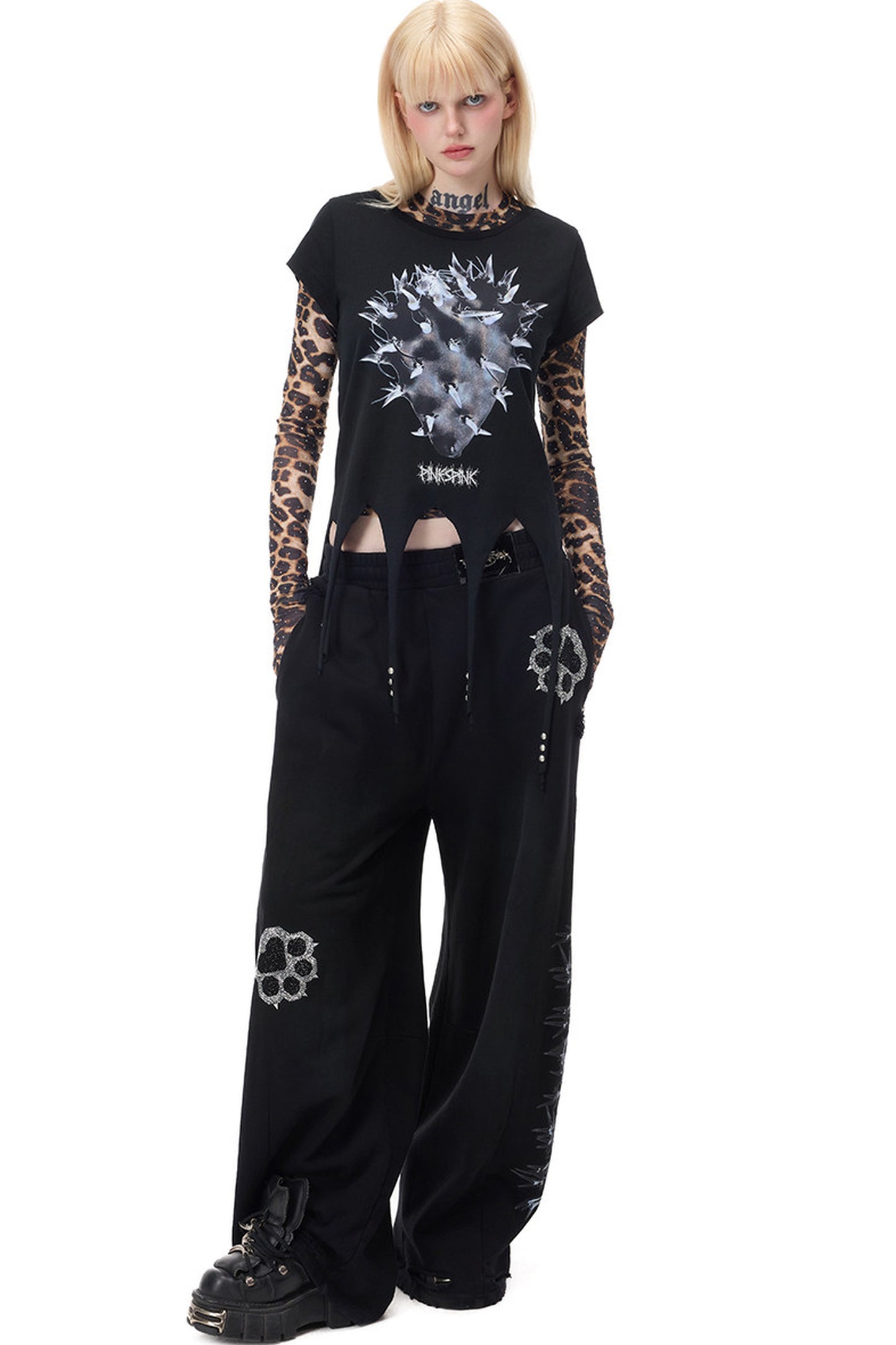 Leopard Rhinestone Embroidered Top
