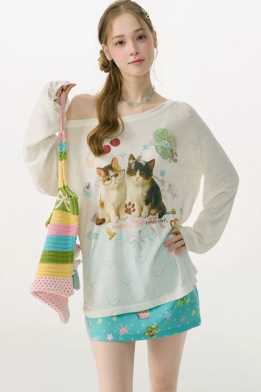 Cat Island Heart Cut-Out Blouse