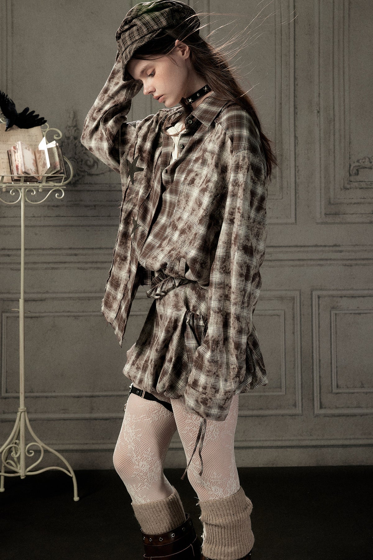 Coffee-Colored Plaid Shirt