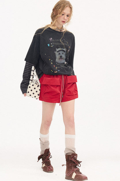 Rhinestone Cotton Long Sleeve Top