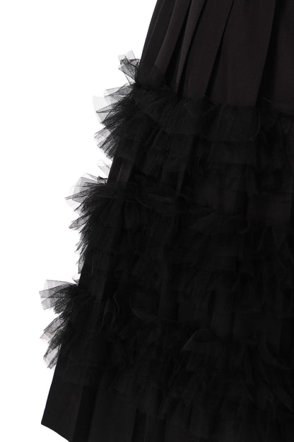 Jupe plissée en tulle superposé noir