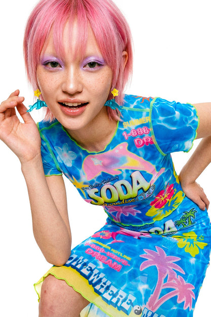 Dopamine Mesh Fishtail Skirt Set-Up