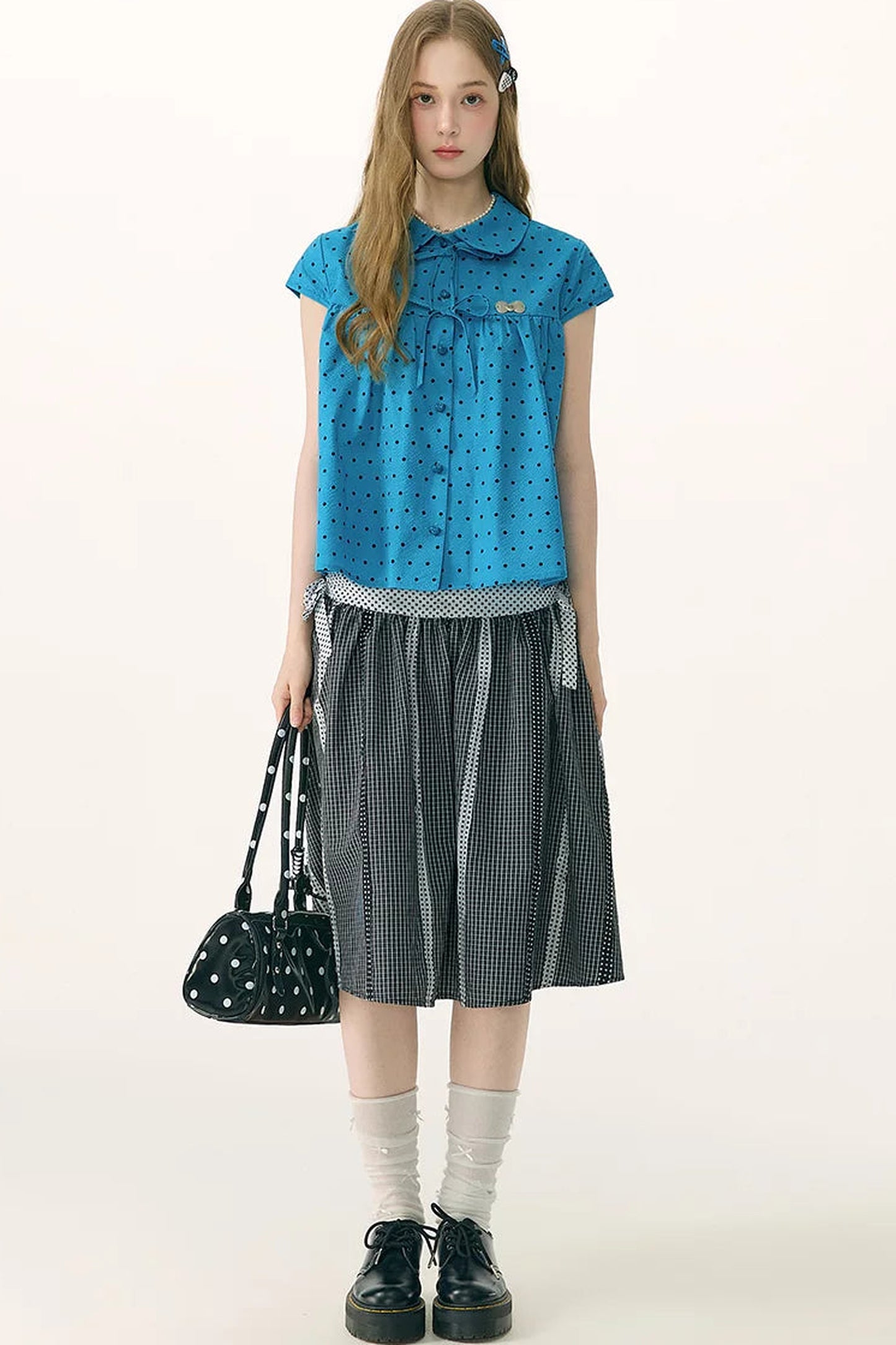 Black and White Plaid Patchwork Skirt