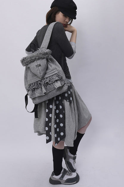 Furry Pleated Ballet Backpack