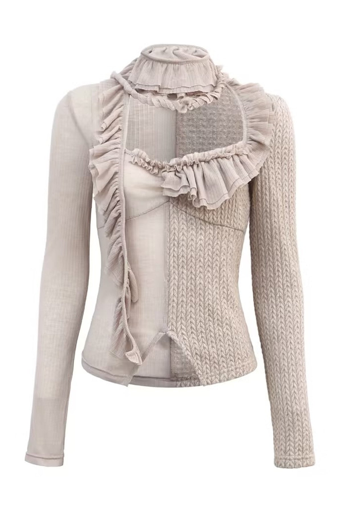 Ruffle Ribbon Knit Top
