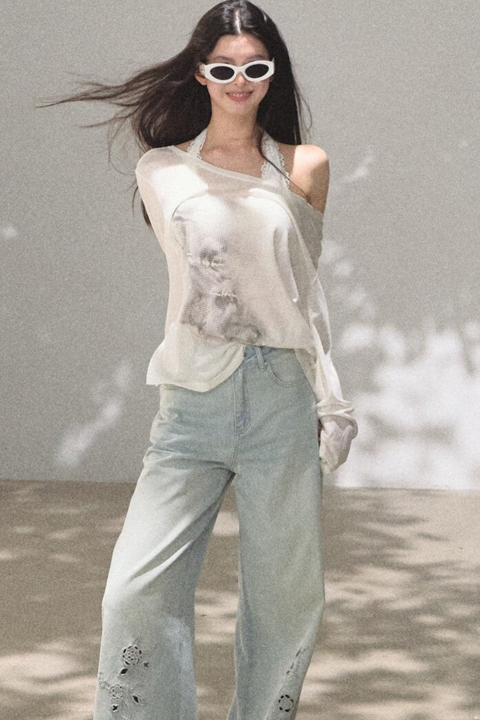 Asymmetrical Off-Shoulder Wool Modal Top