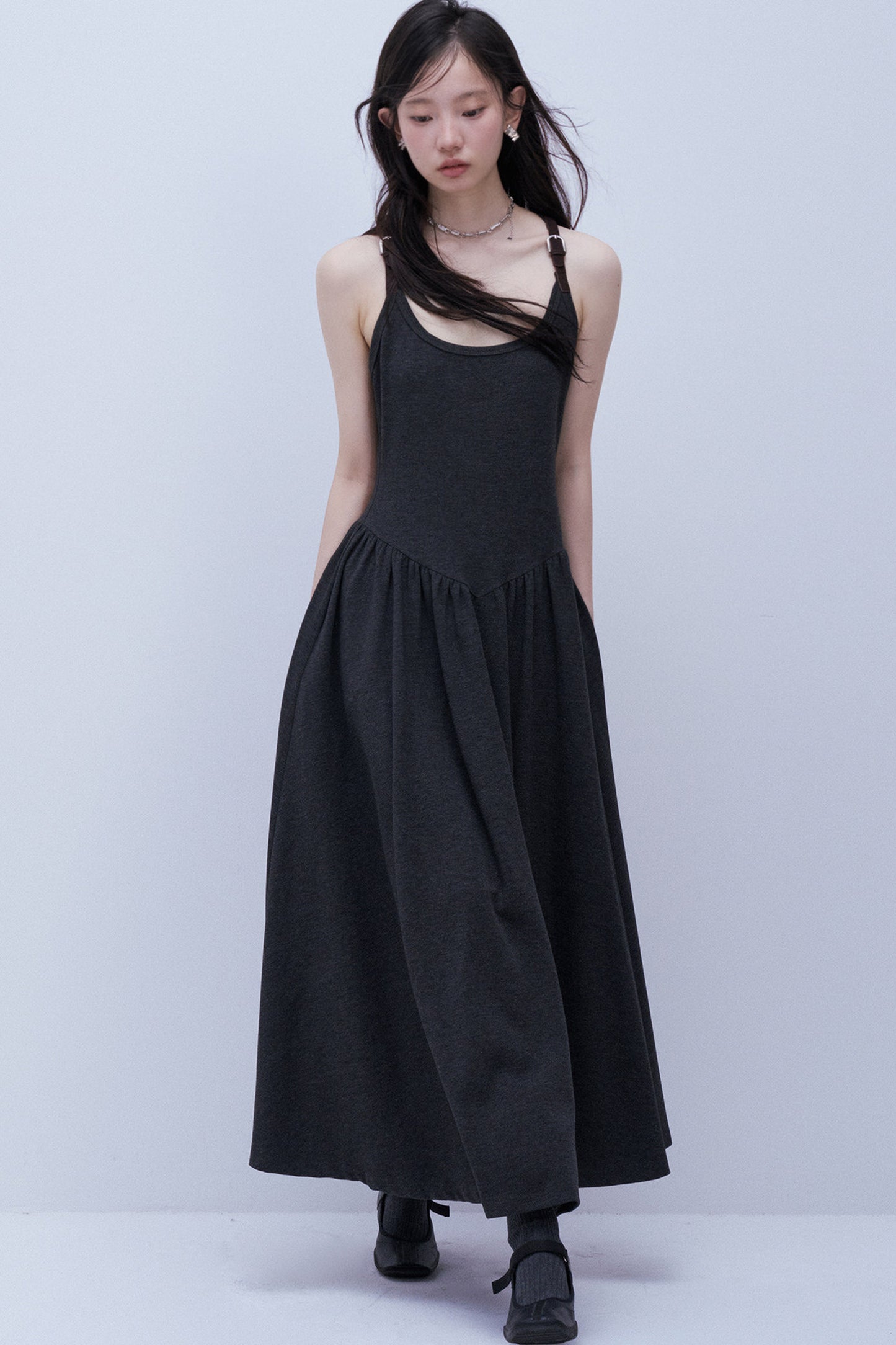 Leather Buckle Tank Dress