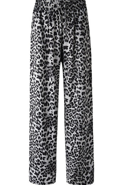 Snow Leopard Satin Wide-Leg Shorts