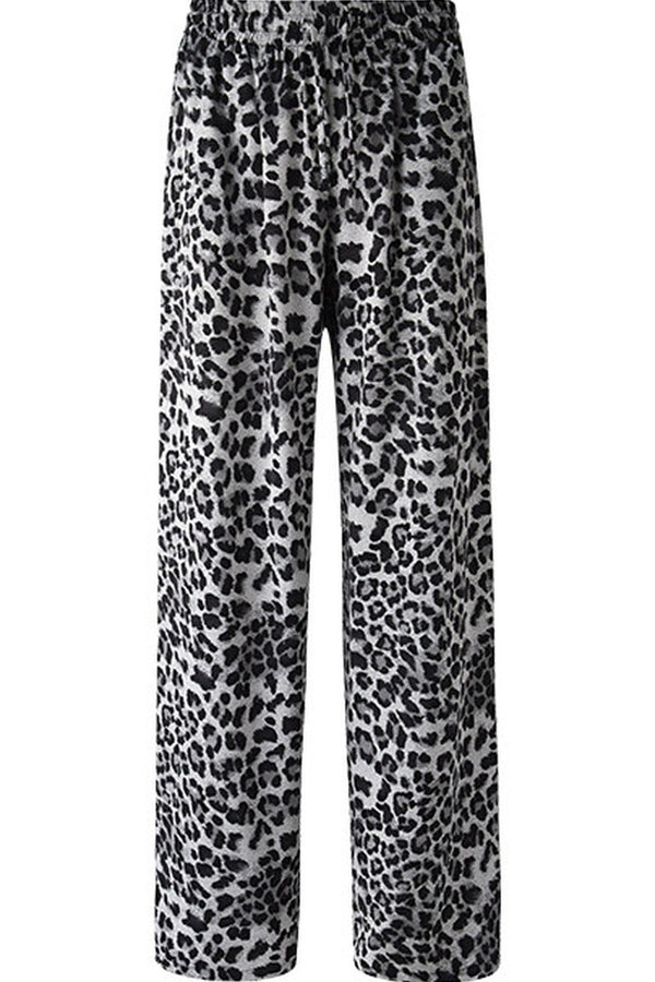 Snow Leopard Satin Wide-Leg Shorts