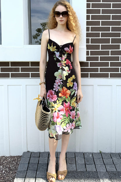 Trägerkleid mit tropischem Blumenprint