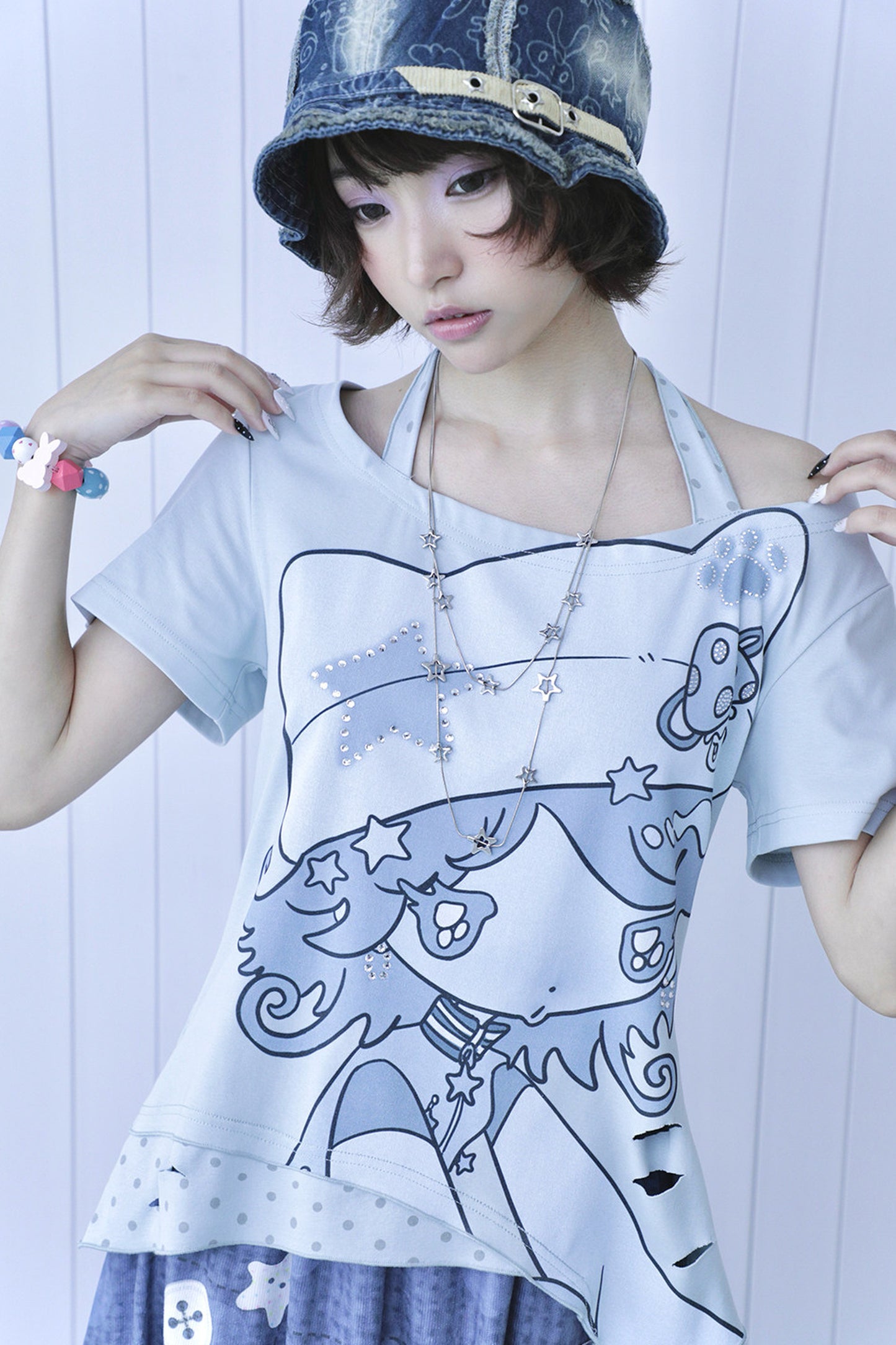 Millennium Blue Rhinestone Halter Top
