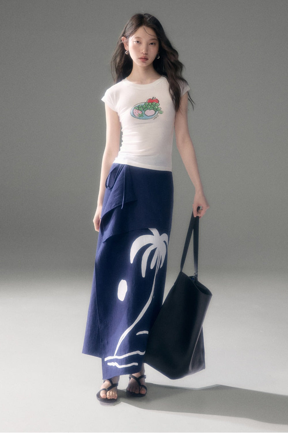 Palm Sunset Print Skirt