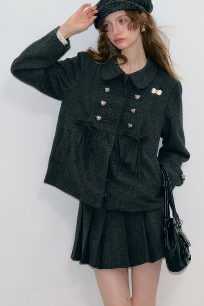 Doll Collar Bow Wool Coat