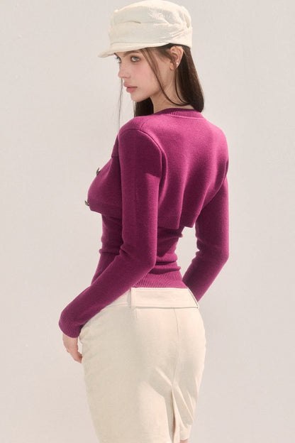 Gestricktes zweiteiliges Set aus Tube-Top und Jacke