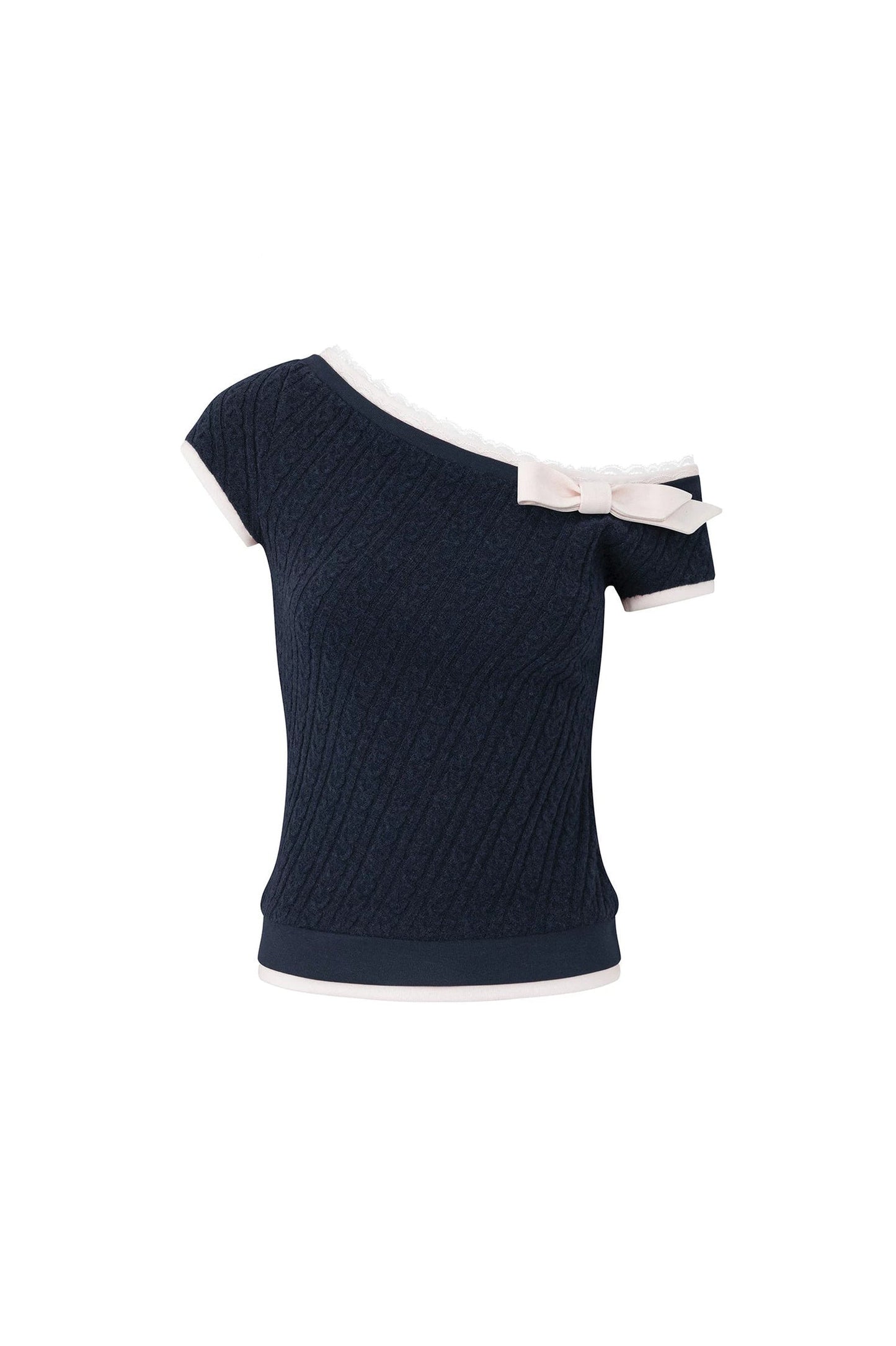 Asymmetrical Bow-Knot Knit Top