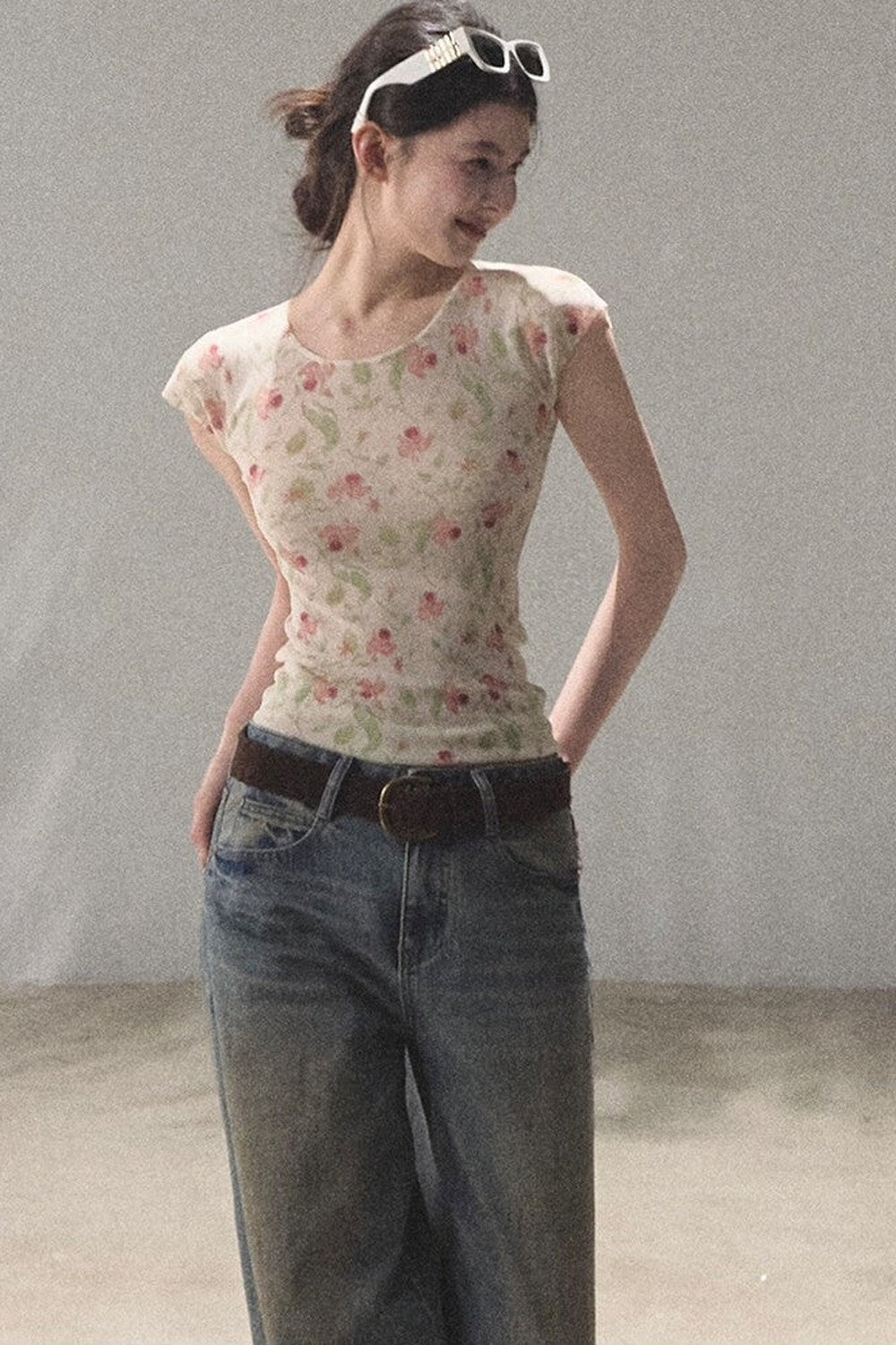 Vintage Hand-Painted Wide Leg Jeans Set