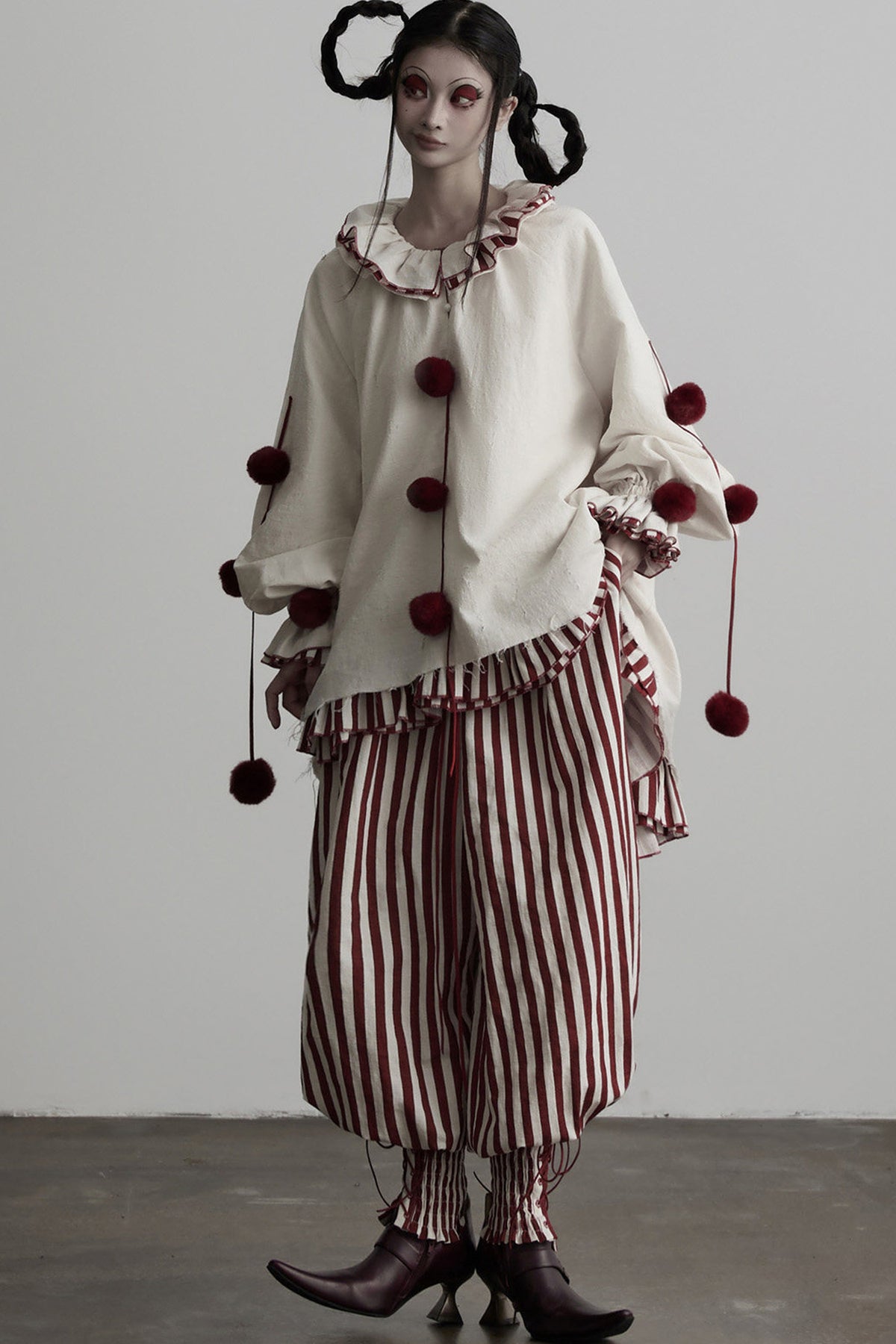 Quirky Clown-Style Red White Striped Shirt