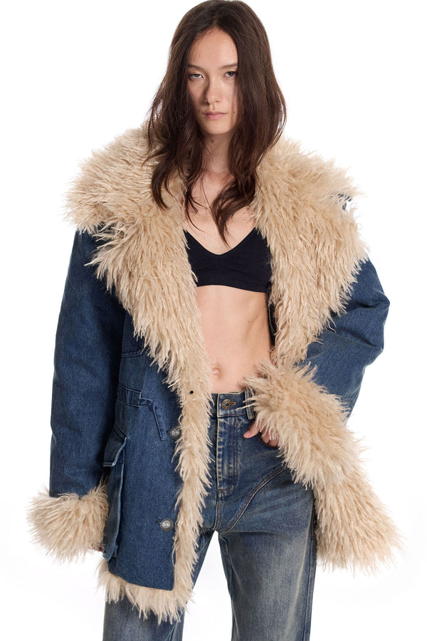 Camouflage Reactive Print Contrast Ruffle Jacket