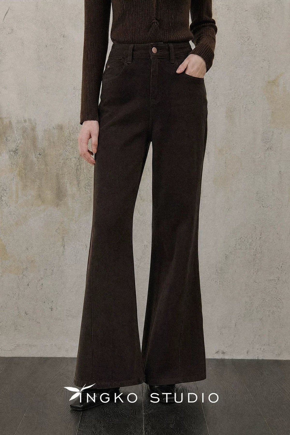 Coffee Micro-Flared Pants