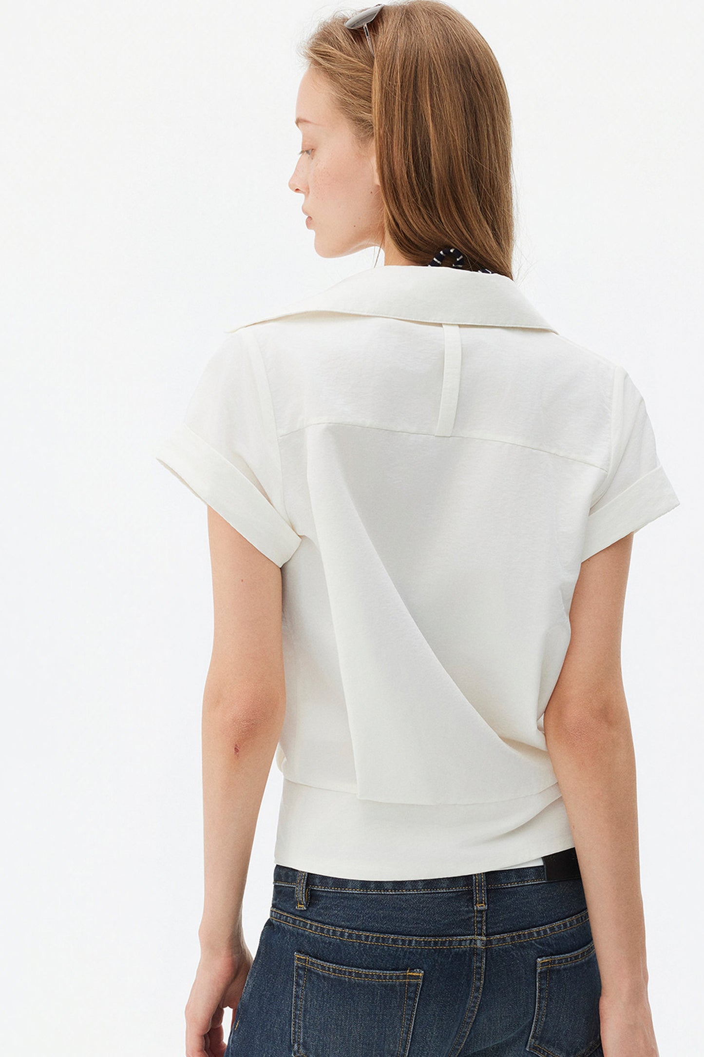 Satin-Like Lyocell Short-Sleeve Shirt