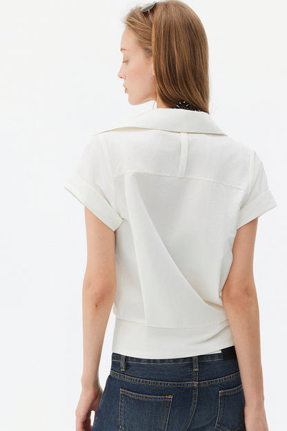 Satin-Like Lyocell Short-Sleeve Shirt