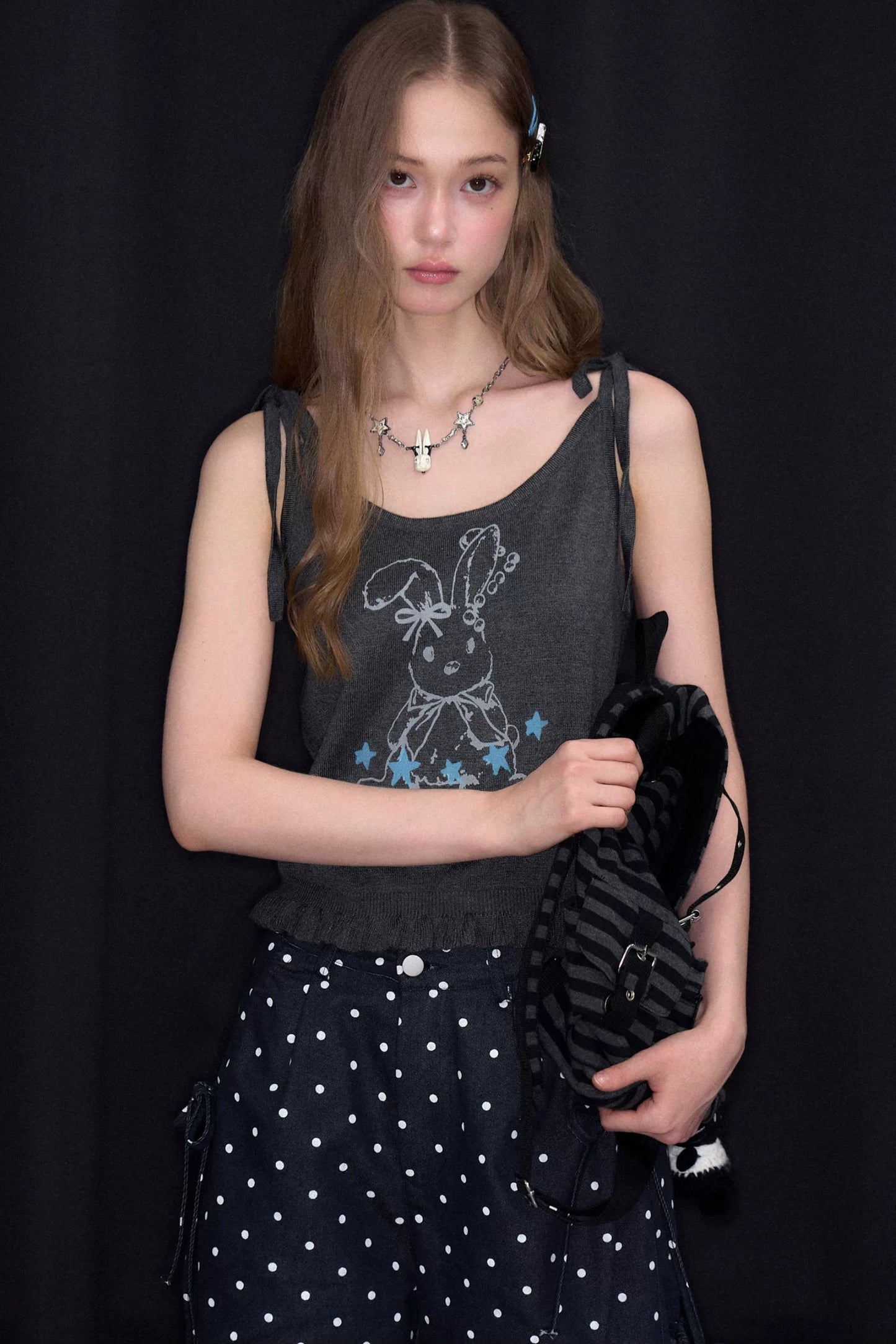 Playful Rabbit Tie-Up Tank Top