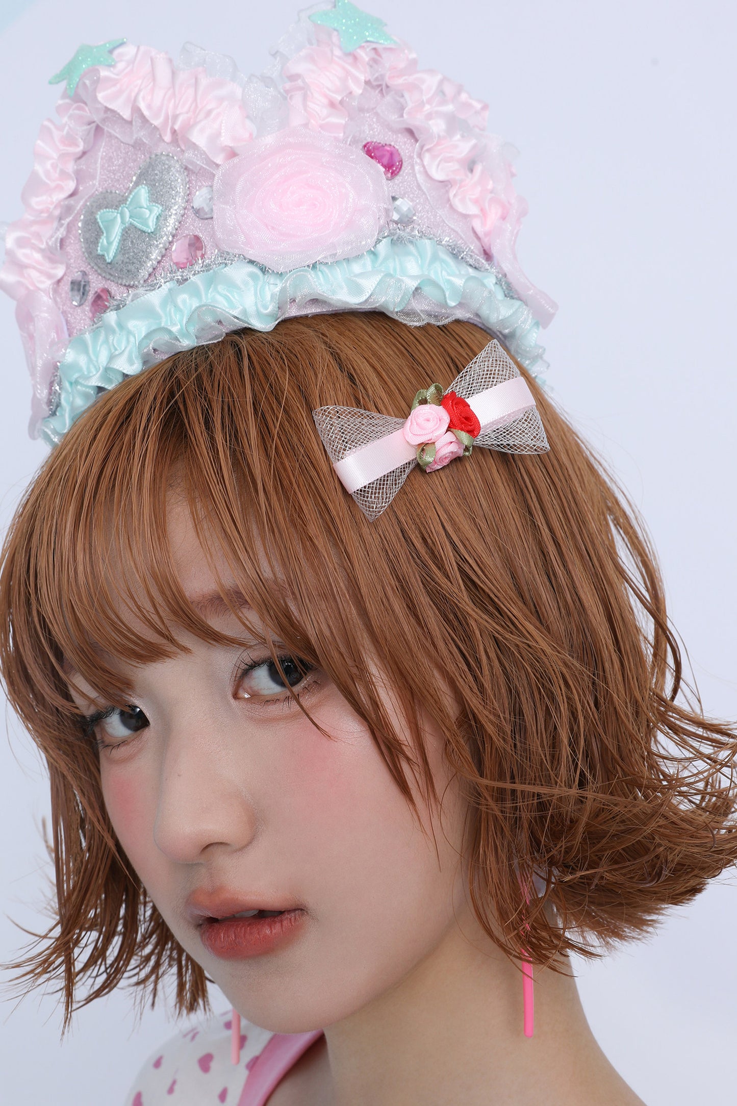 Vintage Rose Pink Bowknot Hairpin Set-Up