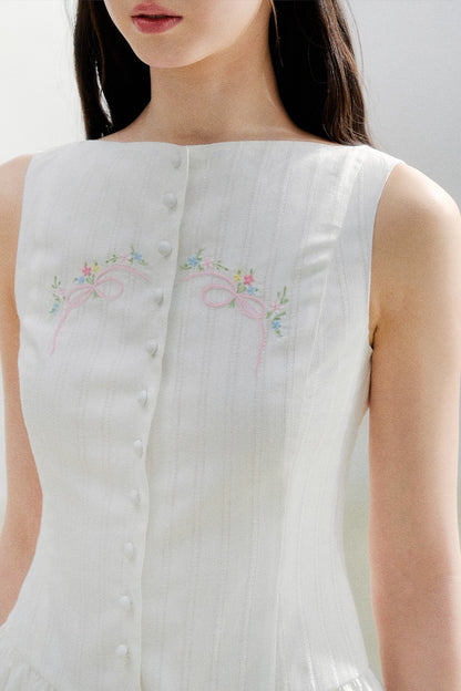White Embroidered Summer Dress