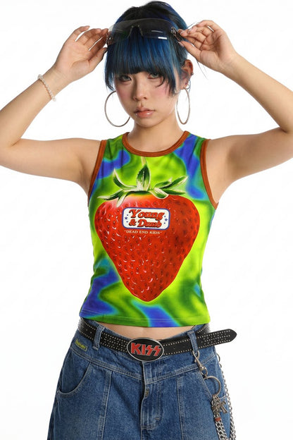 Y2K Devil Cat Print Sleeveless Tank Top