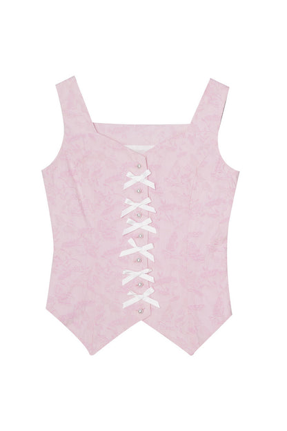 Butterfly Buckle Jacquard Cotton Vest