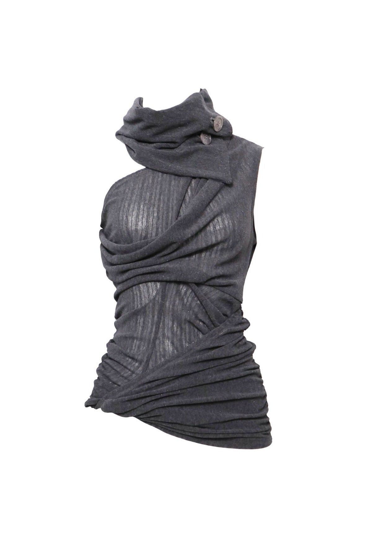 Sleeveless Deconstructed High-Neck Knit Vest
