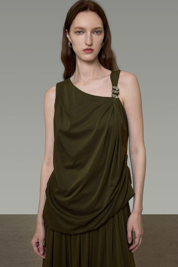 Sleeveless Top with Drapey Skirt Set-Up