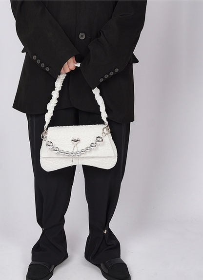 Pearl Pleated Crossbody Bag