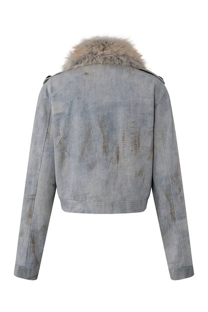 Punk Distressed Denim Jacket