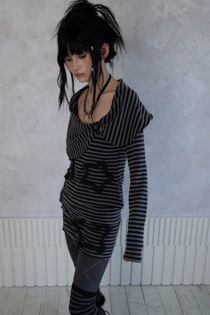Adjustable Star Striped Knit Skirt