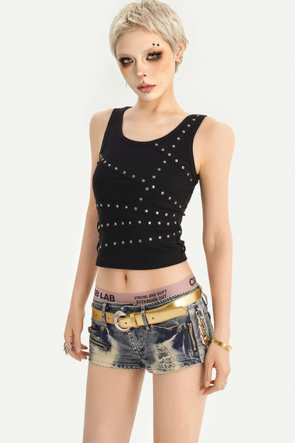 Studded Black Punk Vest