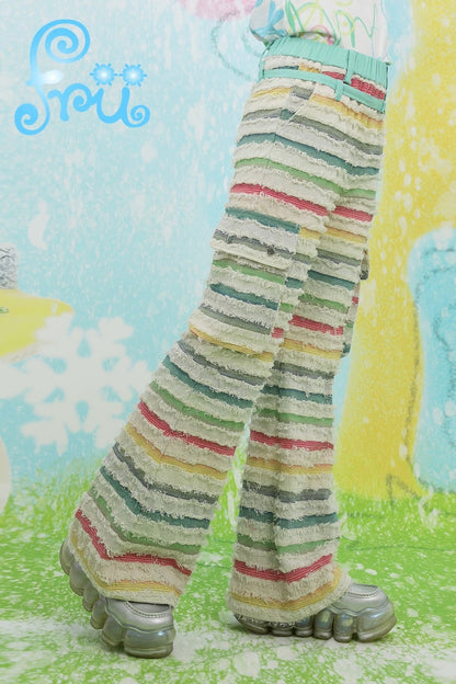 Y2K Colorful Striped Jeans