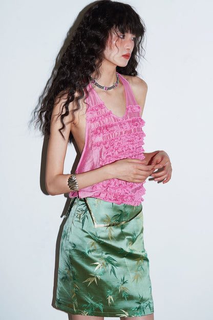 Lyocell Ruffle Halter Top